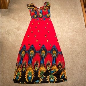 Red Printed Maxi Dress (M/L)